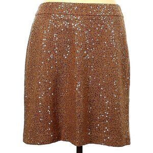 Loft Women's A-Line Wool Blend Short Mini Bronze Gold Sequin Skirt, Sz 0
